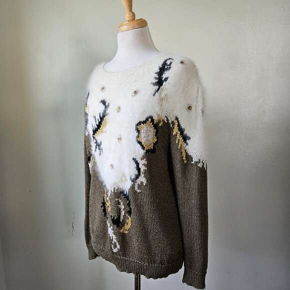Vintage Franco Valeri Handmade Mohair Blend Knit Pullover Sweater M Art to Wear - Picture 3 of 8
